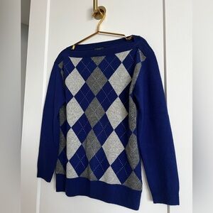 EUC BANANA REPUBLIC Cashmere Argyle Sweater
- Blue/Gray - Size Medium